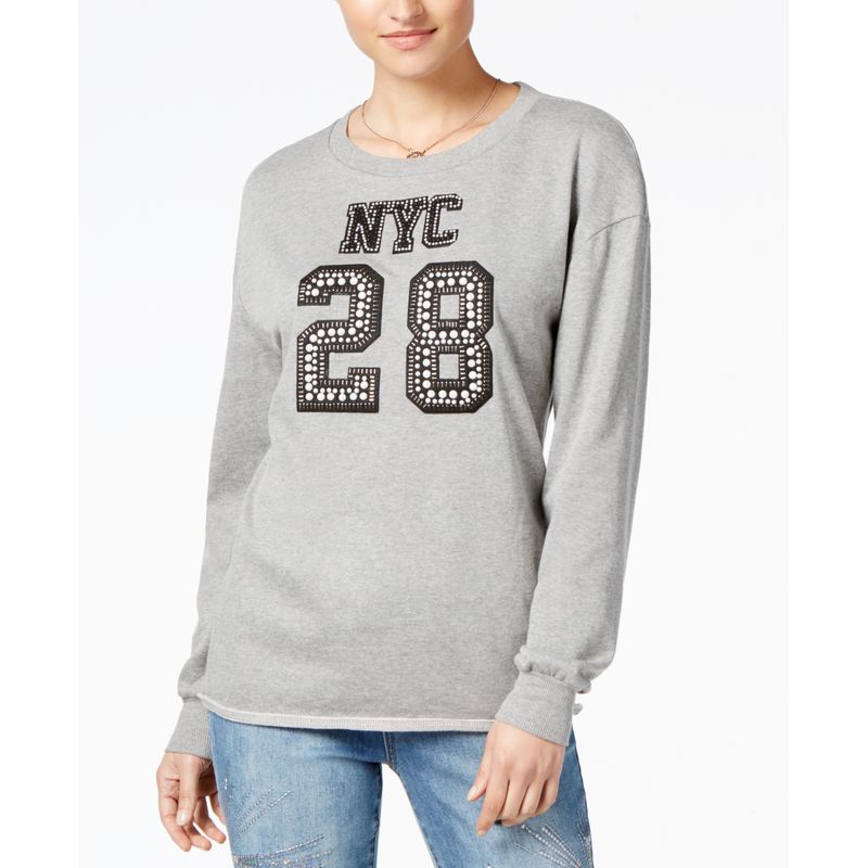 Polly Esther Juniors Nyc Embellished Graphic Sweatshirt